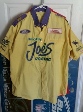 Vintage Nascar Jimmy Spencer Smokin Joe Camel Powered Pit Crew Uniform Shirt Xl