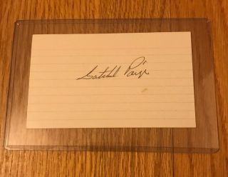 Satchel Paige Signed 3x5 Index Card Autographed Vintage Baseball Hall Of Fame