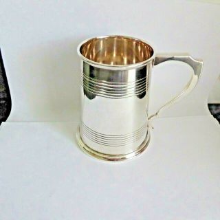 Vintage Solid Silver 1 Pint Tankard In The Georgian Manner Hm Shef 1944 - 338 Gr