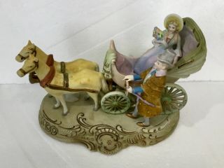 Vintage Lenwile China,  Ardalt Porcelain Hand Painted Figural With Carriage