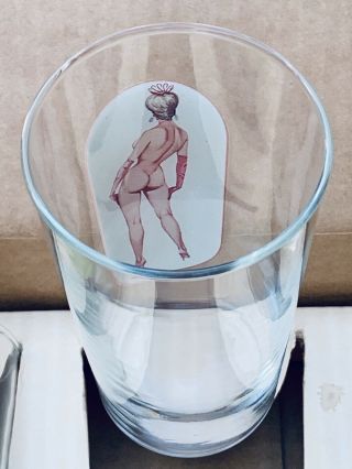 Peek - a - Boo Glass Novelty Bar Ware Vintage MCM Risque Glasses (Boxed Set of 4) 6