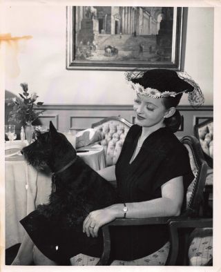 Vintage Portrait Photograph Bette Davis And Her Scottie Dog Tibbie 117215