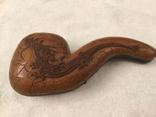 Vintage Carved Skull Meerschaum Pipe pre - 1975 In Custom Carved Case Very Rare 6