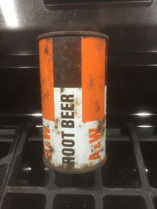 A&w Root Beer Soda Pop Can - Opened - Flat Top Vintage All Elusive