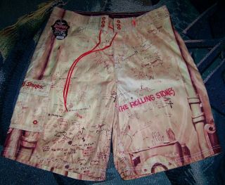 Vintage The Rolling Stones Beggars Banquet Dragonfly Surf Board Shorts Sz 36