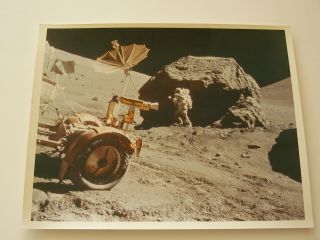 Apollo 17 Schmitt Boulder Lunar Rover " A Kodak Paper " 8x10 Vintage Nasa Photo