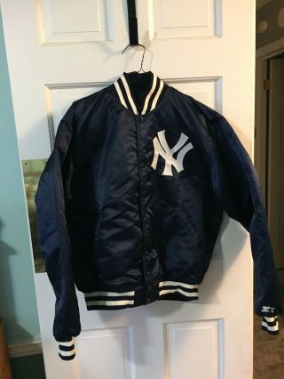 Vintage 90s York Yankees Starter Satin Jacket Diamond Authentic Large Ny