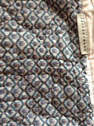 Very EUC Pottery Barn King Vintage Quilt Floral Beige Blue Green Red Cotton 3
