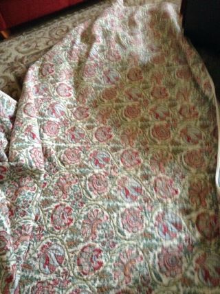 Very EUC Pottery Barn King Vintage Quilt Floral Beige Blue Green Red Cotton 4