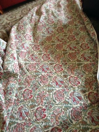 Very EUC Pottery Barn King Vintage Quilt Floral Beige Blue Green Red Cotton 5