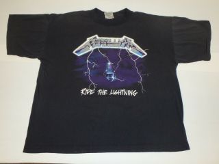 Vintage 1985 Metallica Ride The Lightning Concert T - Shirt W/glowing Ink Skeleton