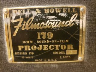 Rare Vintage 1950s Bell & Howell Filmosound 179 16mm Sound - on - Film Projector 2