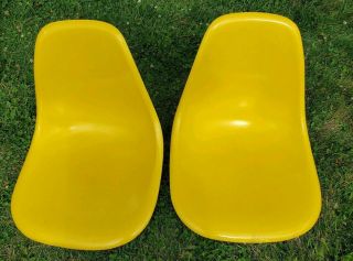 Eames Fiberglass Shell Chair Herman Miller 70s Lemon Yellow Vtg Scoop Qty 2