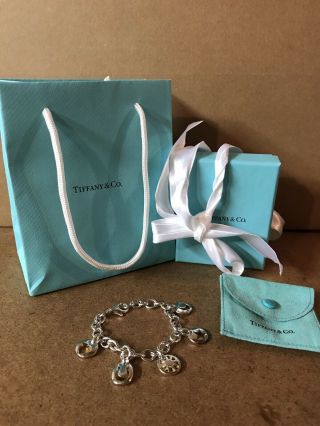Vtg.  Tiffany & Co.  Sterling Silver.  925 Charm Bracelet Pouch Box Bag