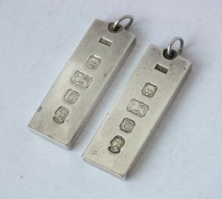 Chunky Solid Sterling Silver Ingots/ Pendants 1977/ L 4.  2 Cm/ 62 G