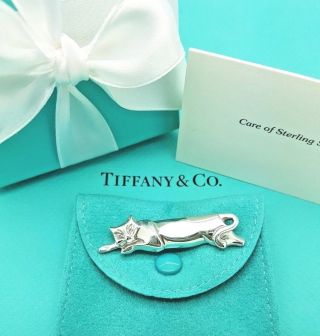 Tiffany & Co Vintage Sterling Silver Cat Kitten Pet Animal Brooch Pin Rare