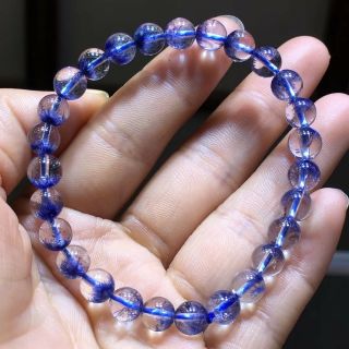 6.  4mm Rare Natural Clear Blue Dumortierite Crystal Beads Bracelet Aaaa