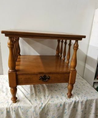 Vintage Ethan Allen Baumritter Solid Wood Nightstand End Side Table W/ Drawer