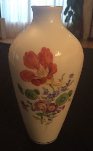 Meissen Vintage Porcelain Vase With Floral Pattern