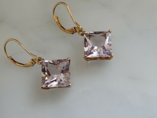 A Stunning 9 Ct Gold 8.  00 Carat Kunzite Earrings