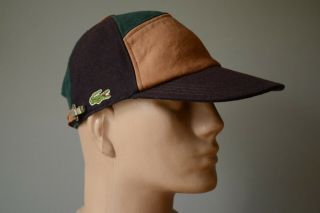 Rare Mens Lacoste Vintage 5 Panel Wool Cap Hat Size 2 France Multi Colour 70 - 90 