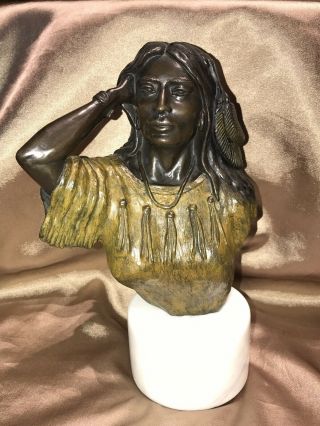 Vintage George Gh Walbye Bronze Native American Indian Maiden Sculpture Statue
