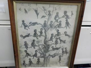 Neat Vtg Htf Print Of 1909 Black Americana Artwork - " Blackbirds " - W.  F.  Bell