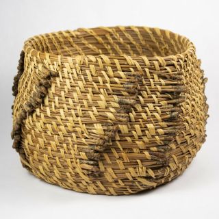 Vintage Kumeyaay Coiled Pine Needle Basket Native American Indian California 7 "