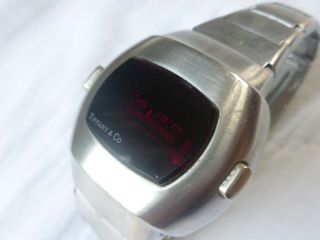 Vintage Men ' s Tiffany & Co Pulsar P3 LED Digital Watch Stainless Steel 11