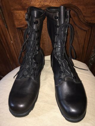 Vintage Black Leather Military Combat Boots Size 10 R J9 - 89