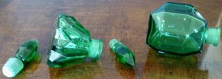 CZECH Emerald Green Vintage Hand Blown Glass Perfume Bottles (2) 6
