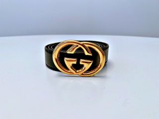 Vintage Gucci Leather Belt With Gold Double G Buckle Women’s