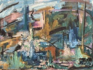 Vintage Mid Century Abstract Expressionist Painting Signed “klarin”