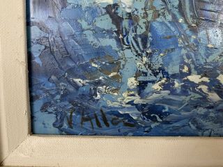 Vtg Mid Century Modern Abstract Expressionist Oil Painting Signed VIOLA ALLEN 3