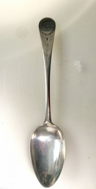 Large 18th Century Peter Van Buren Coin Silver Serving Spoon
