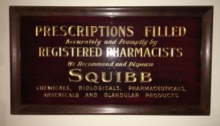 Rare Vintage Antique Retro Rx Pharmacy Er Squibb Wall Sign - Priced To Sell Now