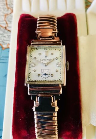 Vintage Longines Men’s 14K Solid Rose Gold Wrist Watch With Diamond Dial 3