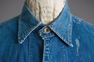 VTG WWII 1940 ' S US ARMY ? Indigo Denim DONUT BUTTON Work Jacket 4