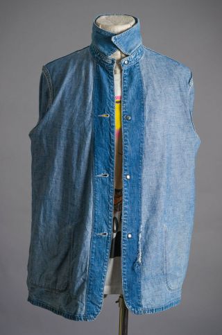 VTG WWII 1940 ' S US ARMY ? Indigo Denim DONUT BUTTON Work Jacket 8