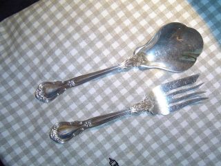 2 Big Gorham Chantilly 1895 Sterling Silver Serving Spoon & Fork Heavy No Scrap