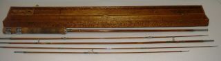 Vintage Fly Fishing Rod Frank Hacking Gold Tiger Wood Case Bamboo Japan