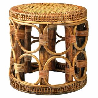 Bamboo Stool Handwoven Handmade Vintage Stool Plant Stand Artwork Home Decor
