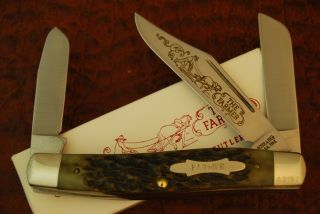 Vintage Schrade Made In Usa Green Bone The Farmer Stockman Knife (4880)