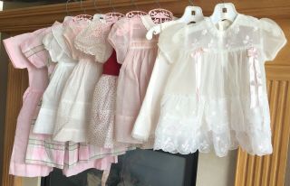 Vintage Baby Girl Toddler Dresses Sheer Pink Swiss Dot Pinafore 12 Month 2t 3t