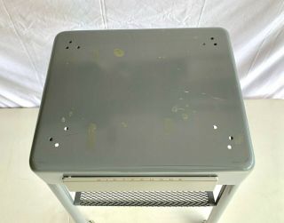 Vintage Dictaphone Rolling Cart Metal Stand w/ Drawer Industrial Gray MCM Table 6