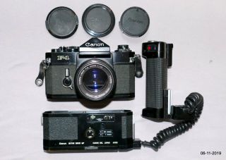 Canon F - 1,  Motor Drive Mf,  Rare Connecting Cord & 50/1.  4 Fd Lens.  &