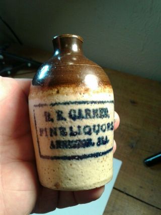 Small Vintage Stoneware Jug Advertising R.  R.  Garner Fine Liquors Old Jug Unknown