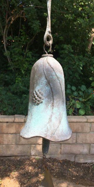 Large 7” Vintage Paolo Soleri Arcosanti Cast Bronze Wind Chime Bell & Cast Chain