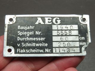 Vintage German Aircraft Part Data Plate 8
