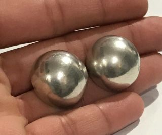Vintage Sterling Silver 925 Taxco Mexico Half Ball Dome Post Earrings